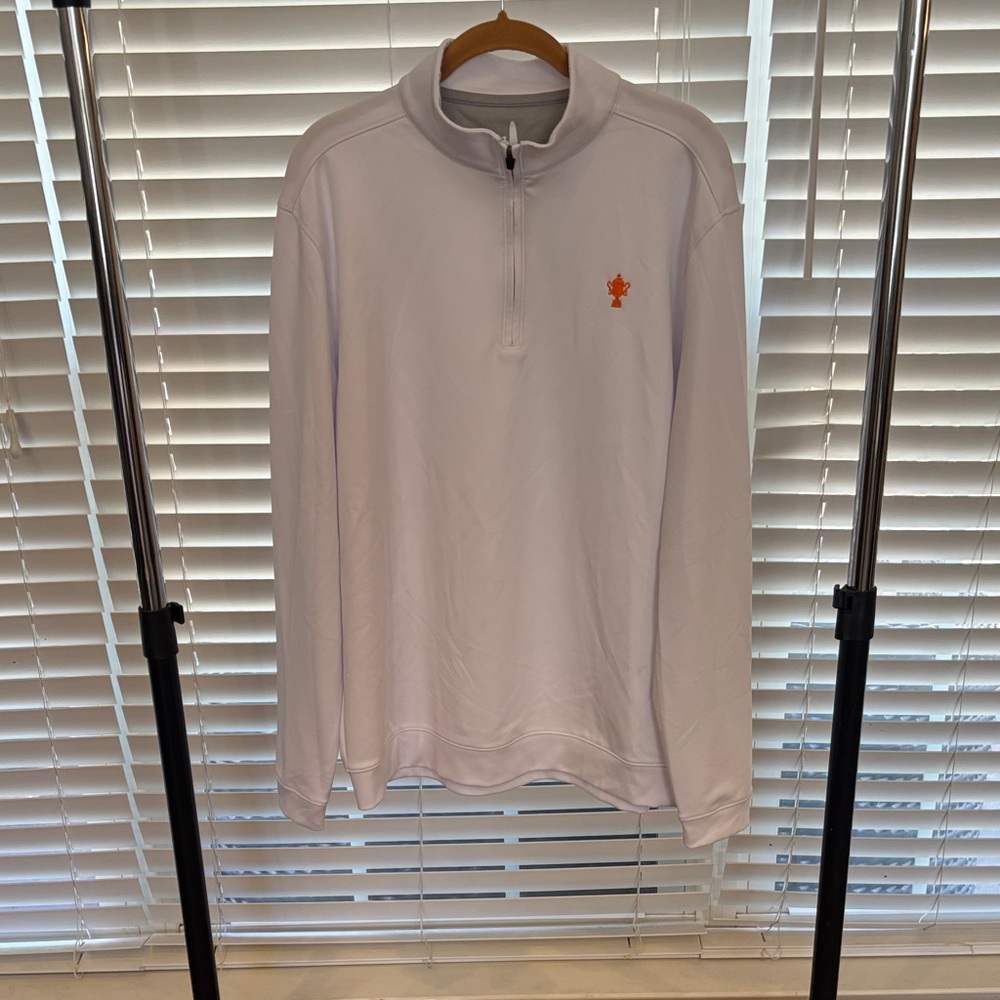johnnie-O White Quarter-Zip Sweatshirt with Orange Logo